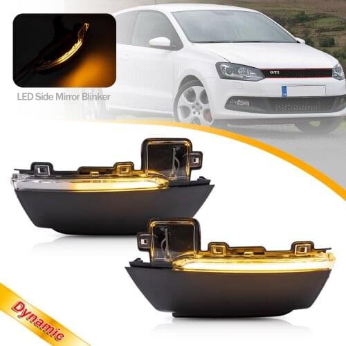 2X Dynamic Side Mirror Turn Signal Lights Sequential Indicator Blinker For Volkswagen Polo Mk5 Up Ameo Vento Skoda E-Citigo Seat