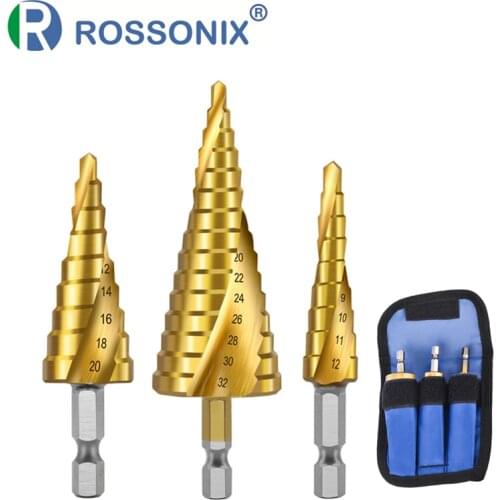 3 pcs Hss Spiral Step Cone Taper Drill Bit Hole Cutter Metal Hex Step Drill Bits Power Tools Accessories керн сверла