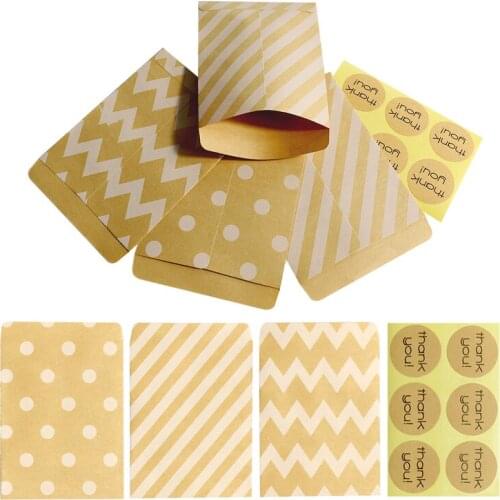 30pcs Kraft Paper Treat Bags Chevron Stripe Dot Gift Packing Bag Christmas Wedding Birthday Party Favors Bag DIY Craft Candy Bag