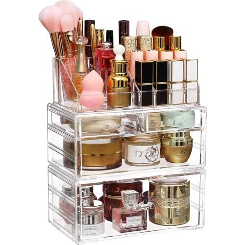 Acrylic Transparent Makeup Organizer Storage Boxes Make Up Organizer For Cosmetics Brush Organizer Home Storage Drawers Type