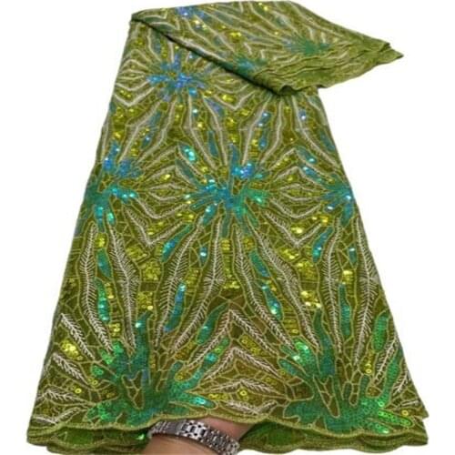 Sequins White Mesh Net Lace Ankara 2021 Green High Quality African Latest Nigerian Tulle Wedding Fabric For Dresss