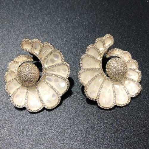 Bilincolor Trendy Big Round Spiral White Shell Earring for Women