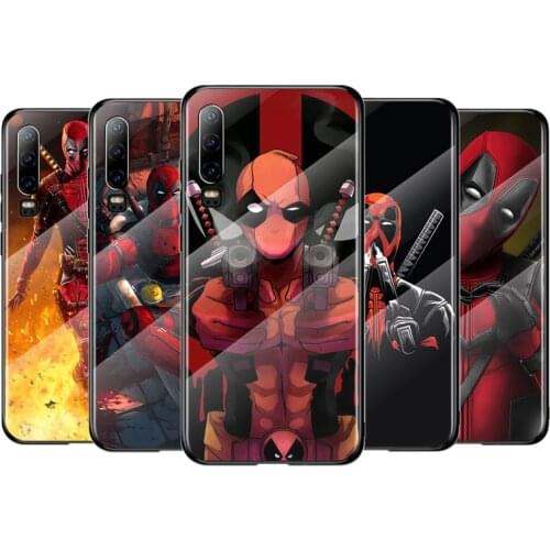 Marvel Deadpool For Huawei P40 P30 P20 P10 Pro Plus Lite 5G 2019 Tempered Glass Cover Shell Luxury Phone Case