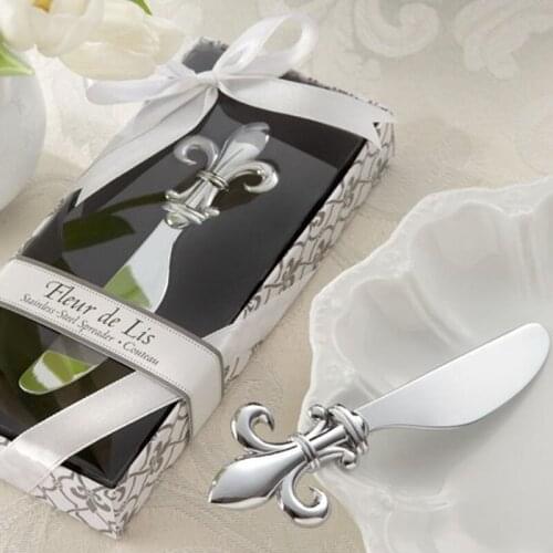 Fleur de Lis Chrome Spreader Butter Knife Favors 200PCS/LOT Wedding bridal shower favor bachelor party Supplies Free shipping