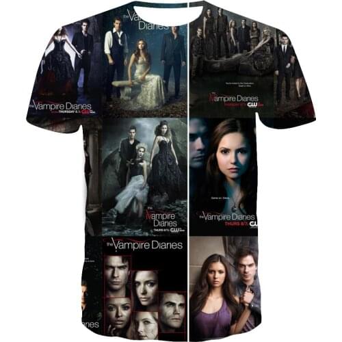 3D Print Vampire Diaries T Shirt Summer Men Women Short Sleeve Tees Fashion Casual Boy Girl Kids Tees T-shirt Female