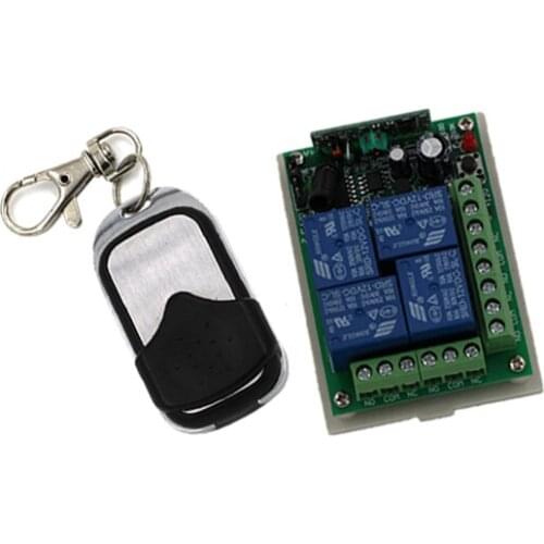 Hot Sales DC24V 4CH Radio Controller RF Wireless Push Remote Control Switch 315MHZ 433MHZ Waterproof Transmitter with Receiver