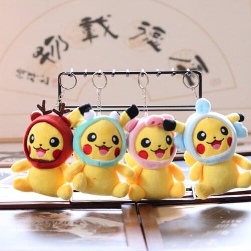 4pcs/Lot Pikachued Stuffed Plush Toy Pikachues Dolls for Girls Gift Cartoon Figures Movie Characters Baby Dolls Keychains