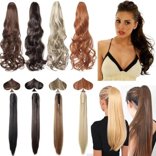 BENEHAIR Fake Ponytail Clip in Hair Extensions Claw on Ponytail Synthetic HairPiece Fake Hair Black Brown For Women Hair