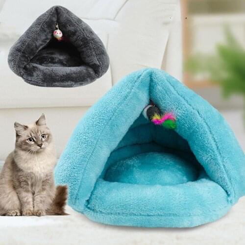Pet Bed For Cats Dogs Soft Nest Kennel Bed Cave House Sleeping Bag Mat Pad Tent Pets Winter Warm Cozy Beds