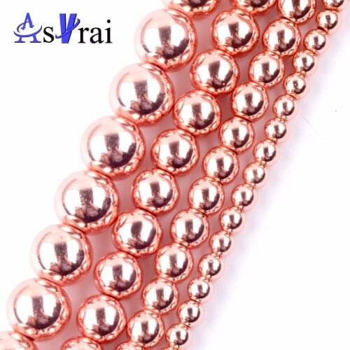 Natural Rose Gold Hematite Stone Round Loose Beads for Jewelry Making 4mm-10mm Spacer Beads Diy Bracelet Necklace Accessories