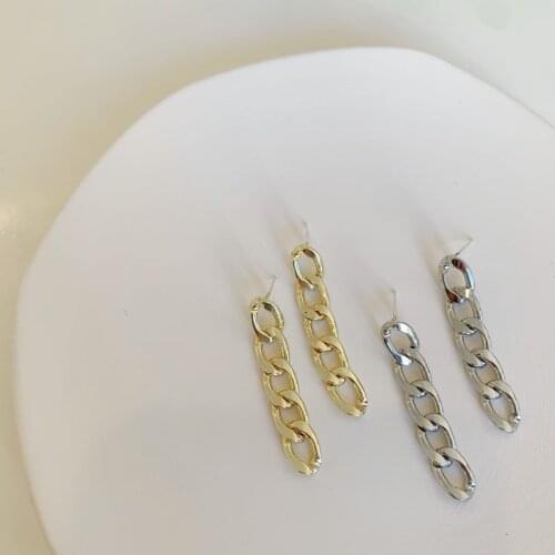 Fashion Metallic Feel Chain Earrings for Women Cuban Chain Dangle Earrings Female Hip Hop Punk Drop Earrings Trendy Jewelry Gift