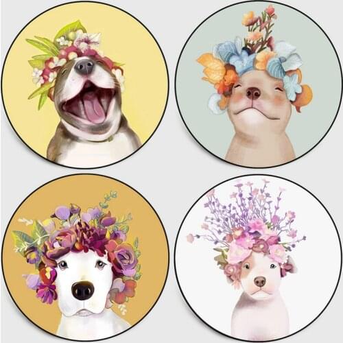 Fashion cute cartoon carpet pet dog round area rugs for baby living room bedroom children carpet non-slip floor mat customized