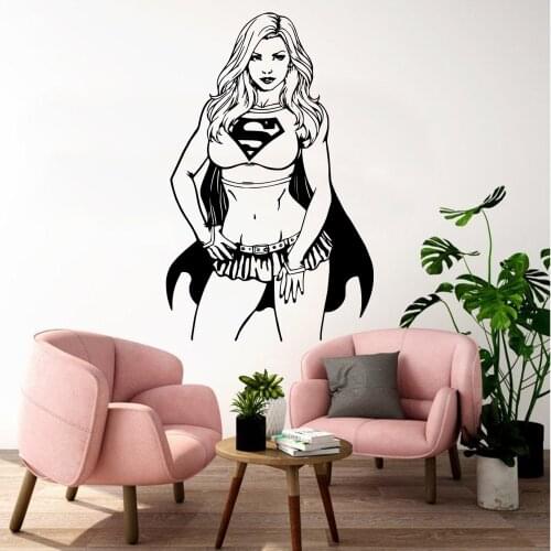 Cartoon Superwoman Wall Sticker Vinyl Art Home Decor For Kids Rooms Diy Home Decoration Wall Art Decal