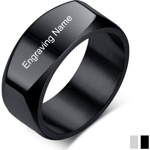 2019 New Black Men Rings 100% Titanium Steel Mens Personality Engrave Jewelry Wedding Bands Fashion Classic Boyfriend Gift