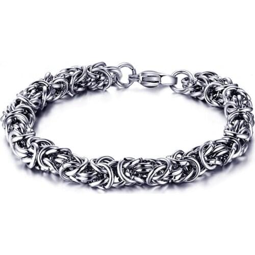 POTCET Mens Stainless Steel Titanium Steel Bracelet Cuban Chain Geometric Fashion Retro Hip Hop Party Jewelry