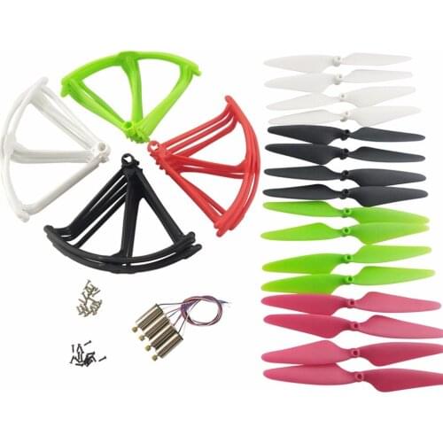 RC Drone accessories set 16PCS propeller+ 16PCS protector ring + 4PCS motor for Hubsan X4 H502S H502E H502T H507A H216A Airplane