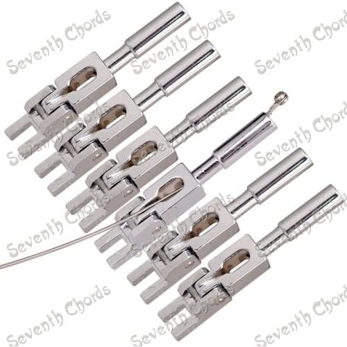 A Set 6 Chrome Tremolo Bridge Locked String Saddles for Electric Guitar String through Saddle,Not need Insert Block