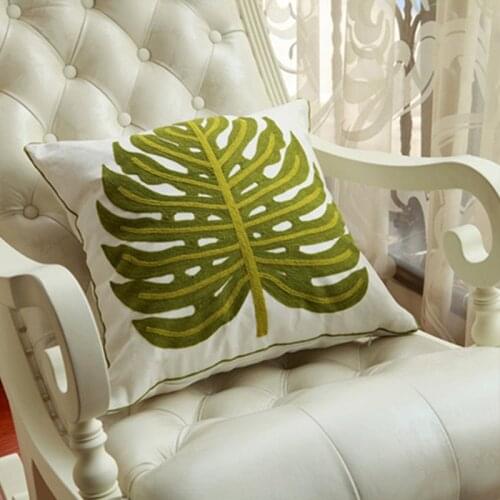 Cotton Embroidered Flower Retro Throw Pillow Cushion American country style Sofa waist pillowcase Bedside back cushion cover