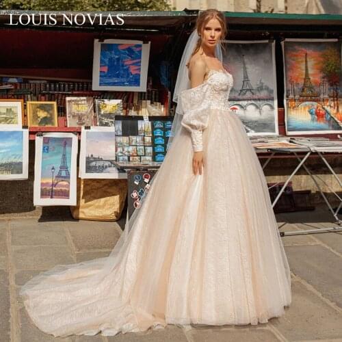 Louis Novias New Fashion African Style A-Line Beaded Wedding Dress Beach Car Sweep Decal Chiffon Romantic Dress