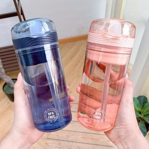 OAPE 300ml 420ml Portable Hiking Camping Drinking Bottle With Straw Handle Ring Bottle Transparent Tritan Plastic Water Bottle