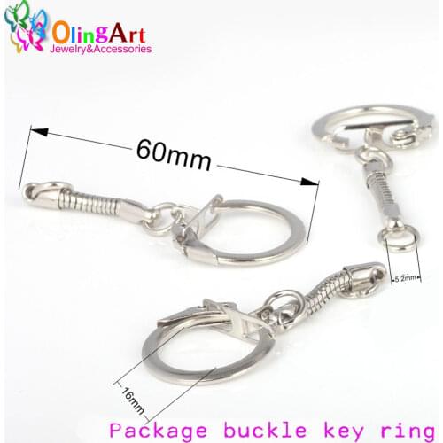 OlingArt 6PCS 6CM Accessories Snake Chains buckle Key Rings White Gold DIY Jewelry Making Straps bunny Keychain Pendants New