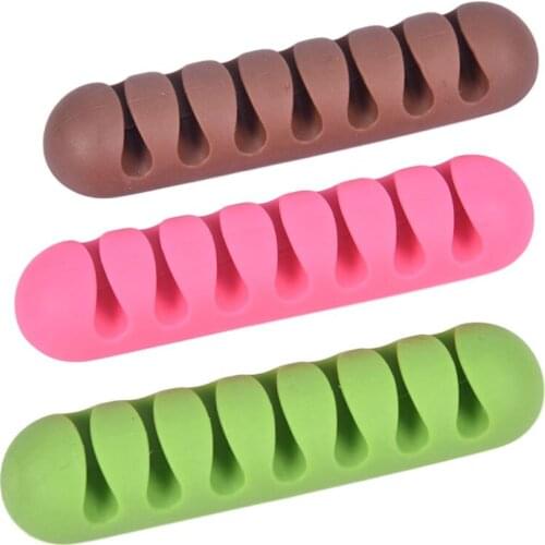 7 Holes USB Cable Organizer Wire Winder Headphone Earphone Holder Mouse Cord Silicone Clip Phone Line Desktop Management 1pc