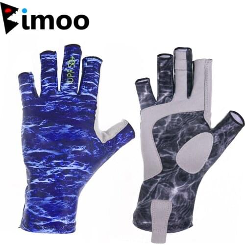 Bimoo UPF50+ UV Care Fishing Gloves Breathable & Quick Dry Fingerless Gloves Anti-skid for Outdoor Sports Cycling Camping