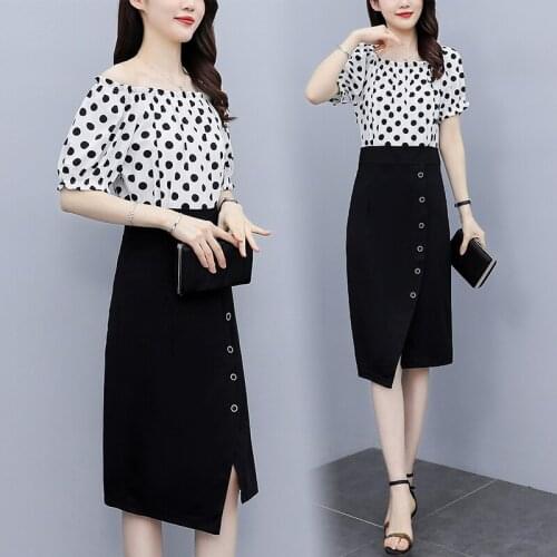 Womens dot sexy Business plus size L-5XL dress fat XXXL 3XL XXXXL 4XL XXXXXL 100KG woman office ladies work wear dresses clothes