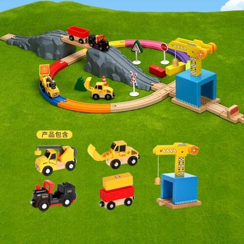 Train track toy mine site rail transport series train toy compatible with Brio wooden track Childrens toy car combination