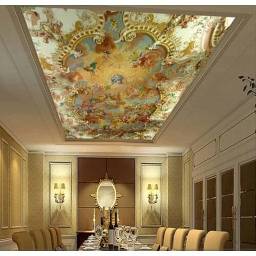 Custom Photo Mural Wall Paper European Style 3D Embossed Palace Painting Hotel Living Room Ceiling Luxury Wallpaper Papel Mural