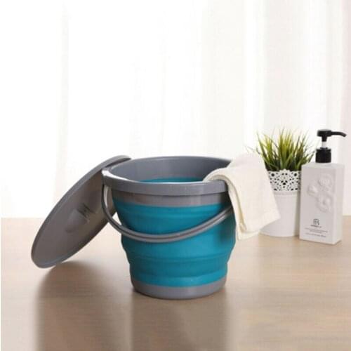 Portable Foldable Bucket Car Wash Outdoor Camping Fishing Round Bathroom Kitchen Cleaning Bucket 5L