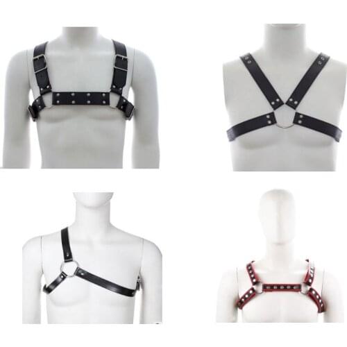 BDSM Men Sex Harness Leather Male Chest Harness Belt Bondage Slave Couples Flirting Products Sex Club Costumes Male Sex Toys