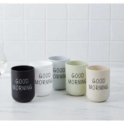 PP Material Water Cups Toothbrush Holder Washing Tooth Mug Bathroom Sets 1Pc 330ml Nordic Travel Good Morning Cup Eco-friendly