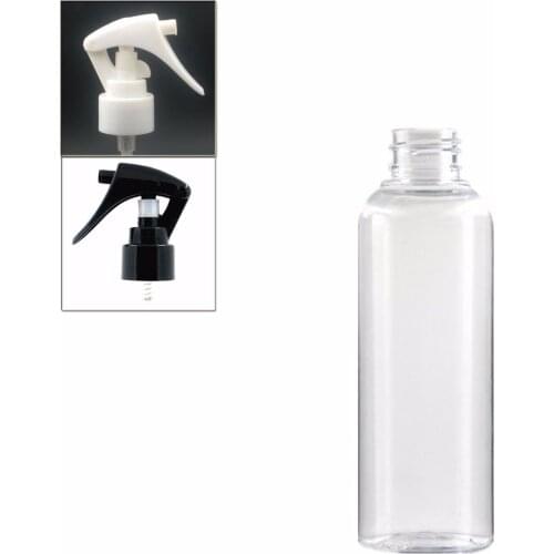 5oz/150ml empty round Plastic Bottles, clear PET bottle with white/black trigger sprayers