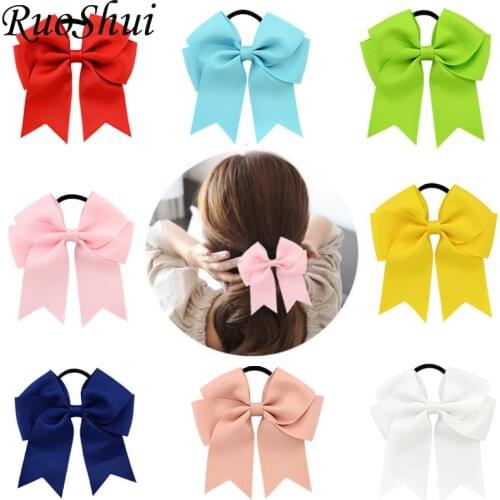 4.5 Inch Girls Cute Solid Cheerleading Bow Women Elastic Hair Bands Ribbon Rope Ponytail Holder Hair Ties Kids Hair Accessories