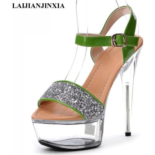 New Women Wedding Party Summer Sexy Thin High Sandals 15cm High-Heeled Pole Dancing Shoes Platforms Dance Shoes