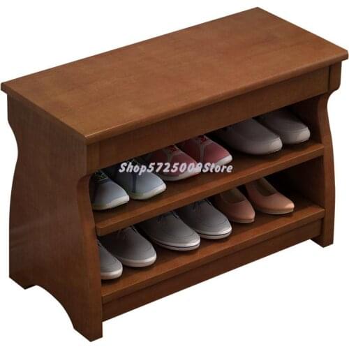 All Solid Wood Shoe Changing Stool Storage Stool Household Door Flip Top Shoe Cabinet Type Three-layer High-end Can Sit On Chine