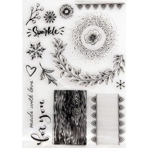 Snowflake Transparent Clear Silicone Stamp Seal DIY Scrapbook Rubber Hand Account Photo Album Diary Decor Reusable 15.5*21.5cm