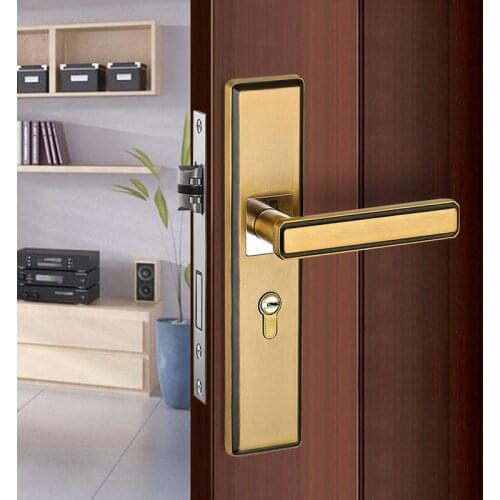 Modern Interior Silent Mechanical Handle Door Locks Zinc Alloy Mute Anti-theft Door Lock Furniture Hardware Accessories