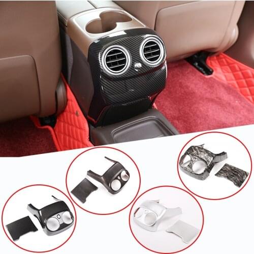 Carbon Fiber Style For Mercedes Benz E Class W213 2016-2019 ABS Plastic Rear Row Armrest Box AC Vent Cover Trim Car Accessories