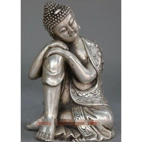 Tibet Tibetan Buddhism Silver Seat Sleep Shakyamuni Sakyamuni Buddha Statue