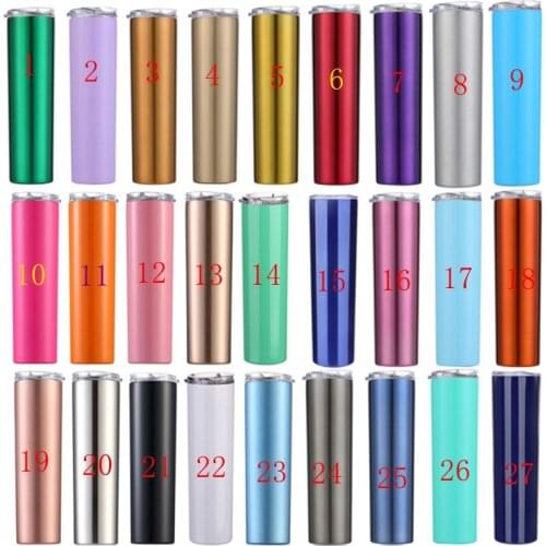 20oz Skinny Tumbler Mugs Stainless Steel Vacuum Insulated Slim Cup Beer Coffee Mug with Lid