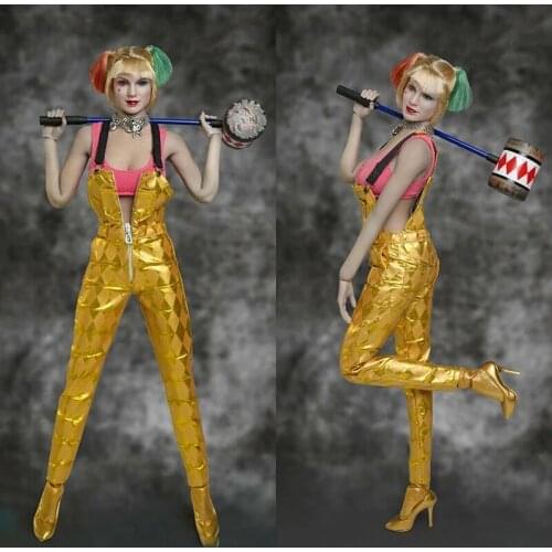 1/6 Scale SET048 Female Clown Sling Costume Clothing Suit with Head Sculpt For 12'' PH Women Figure Body In Stock