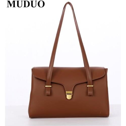 Vintage Big A4 Work Shoulder Bags For Women Lock Design Female Briefcase Simple Large Capacity Ladies Tote PU Leather Handbags