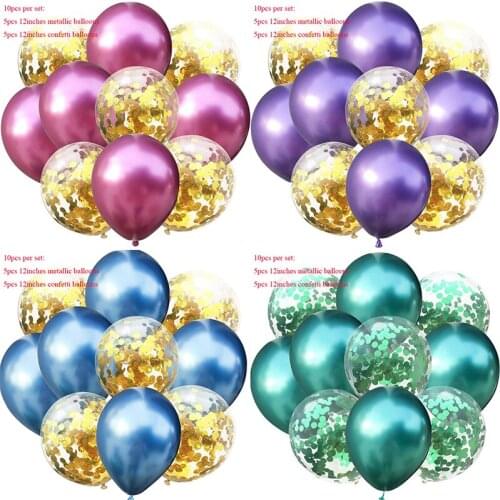 12inch Mixed Gold Confetti Balloons Birthday Party Decoration Metal Chrome Balloon Air Ball Birthday Ballon Party Decor Baloon