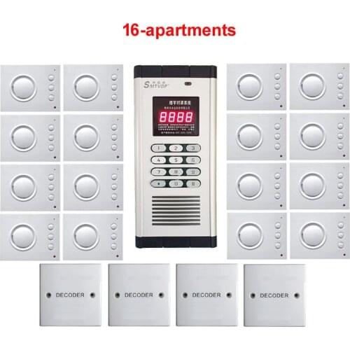 XinSiL New Arrival Security Non-visual building intercom system, 16-apartment hand-free audio door phone,Password&ID Card unlock