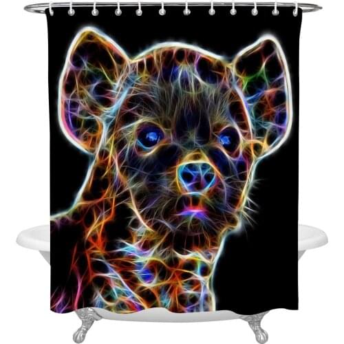 African Animal Color Spotted Hyena Bathroom Shower Curtain Polyester Fabric Waterproof Shower Curtains with Hooks