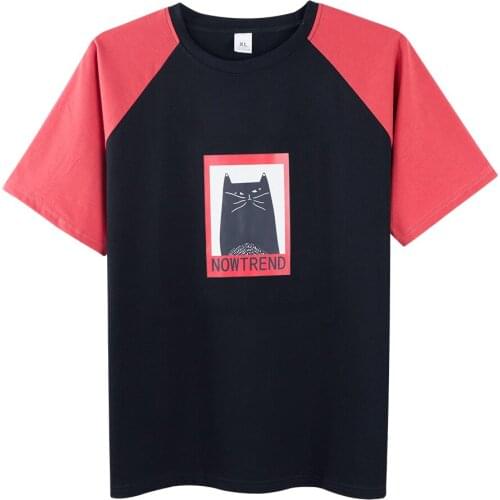 Neatie kiddie Streetwear Casual Cartoon Letter Print Tshirt Women Clothes Short Sleeve O-neck Patchwork Koren Style Tops T shirt