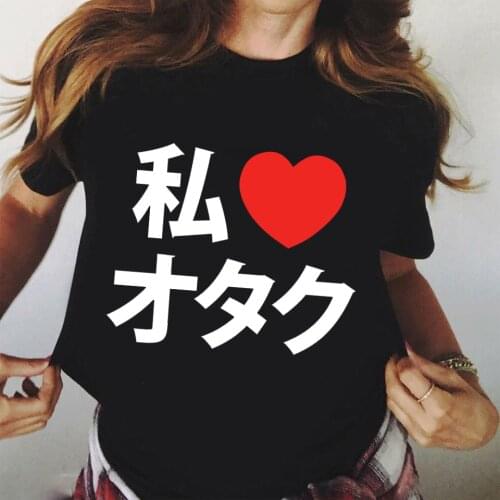 Love Letter Women graphic T Shirt anime Tshirts O-neck Black Tee Tops for women Harajuku Funny Female oversized T-shirt
