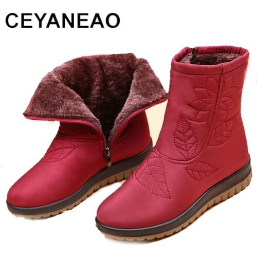 CEYANEAOWomen Boots Winter Shoes Women Plus Insole Snow Boots High Quality Fur Ankle Boots for Women Waterproof Winter shoesE751